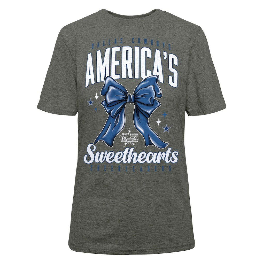 Dallas Cowboys Cheerleaders Women's Sweetheart Bow T-Shirt - Gray T-shirts