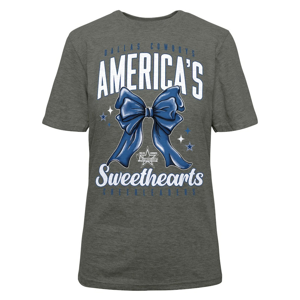 Dallas Cowboys Cheerleaders Women's Sweetheart Bow T-Shirt - Gray T-shirts