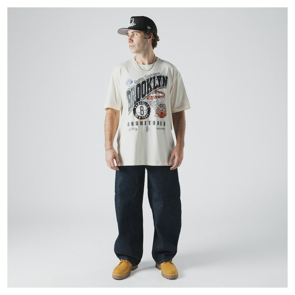 Brooklyn Nets Oversized City Edition Remix Vintage T-Shirt Cream - New Era