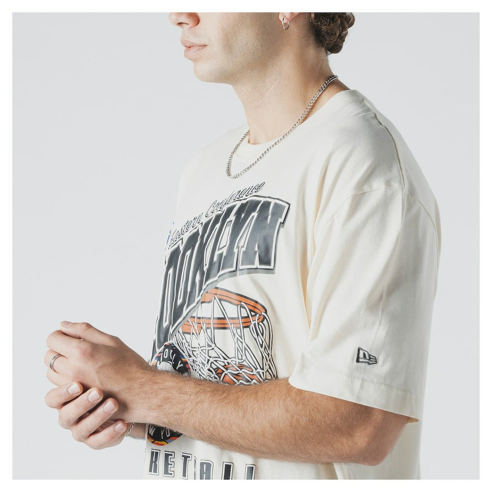 Brooklyn Nets Oversized City Edition Remix Vintage T-Shirt Cream - New Era