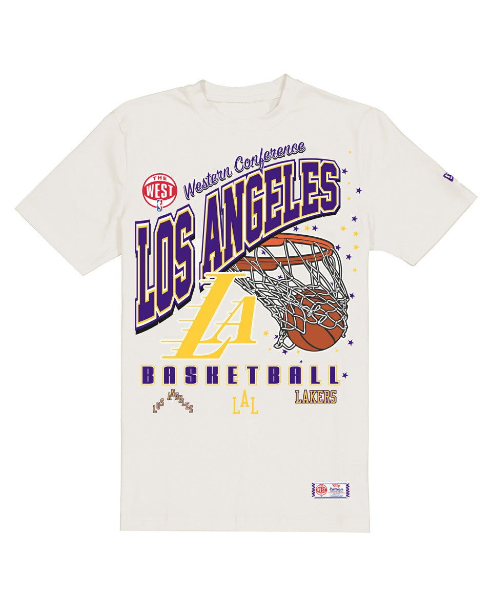 Los Angeles Lakers Oversized City Edition Remix Vintage T-Shirt Cream - New Era