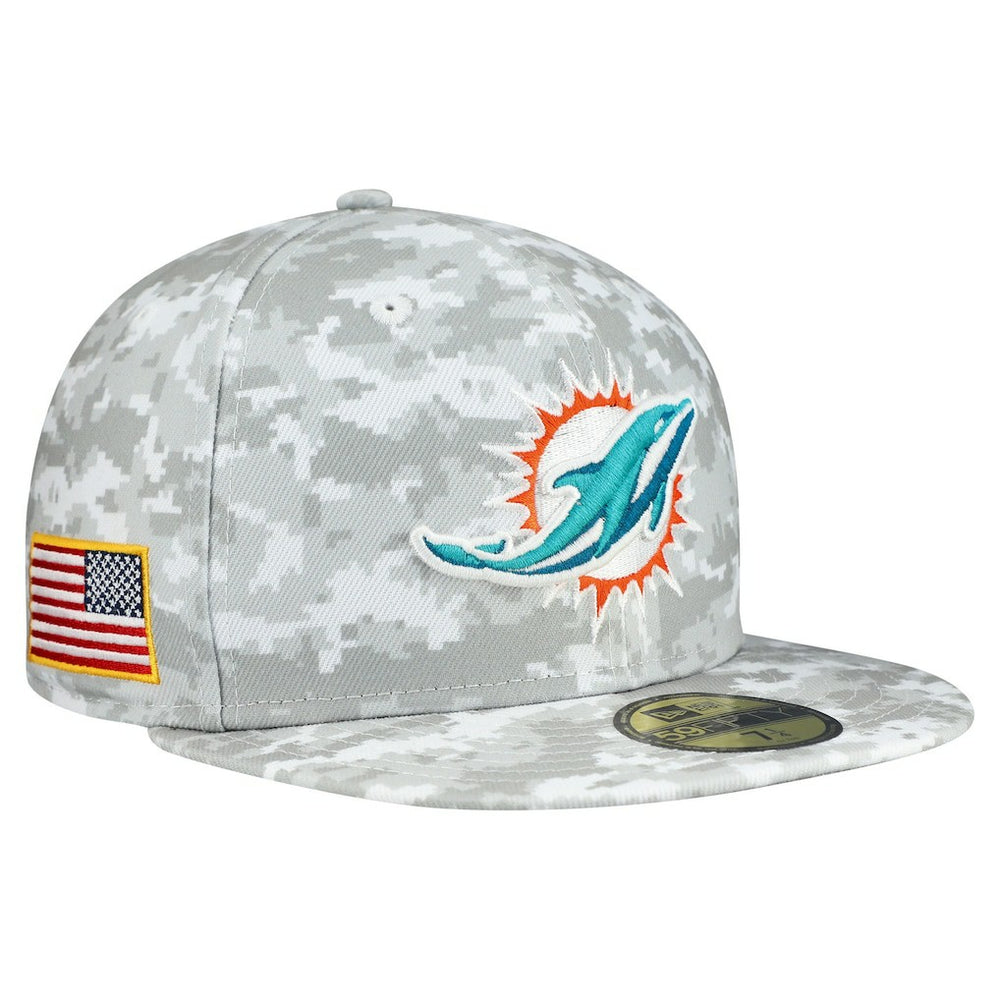 Miami Dolphins New Era 2025 Salute to Service Fan Pack 59FIFTY Fitted Hat - White Hats