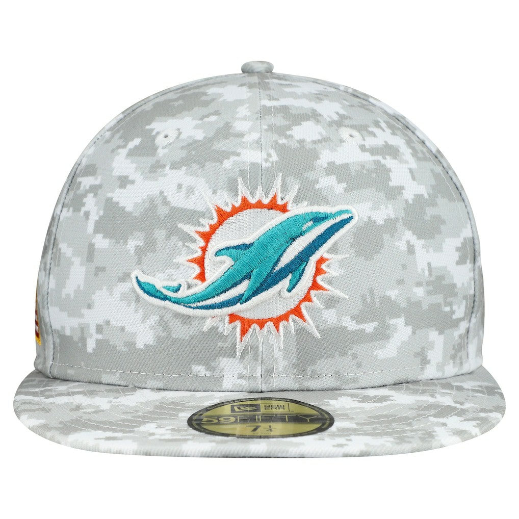 Miami Dolphins New Era 2025 Salute to Service Fan Pack 59FIFTY Fitted Hat - White Hats