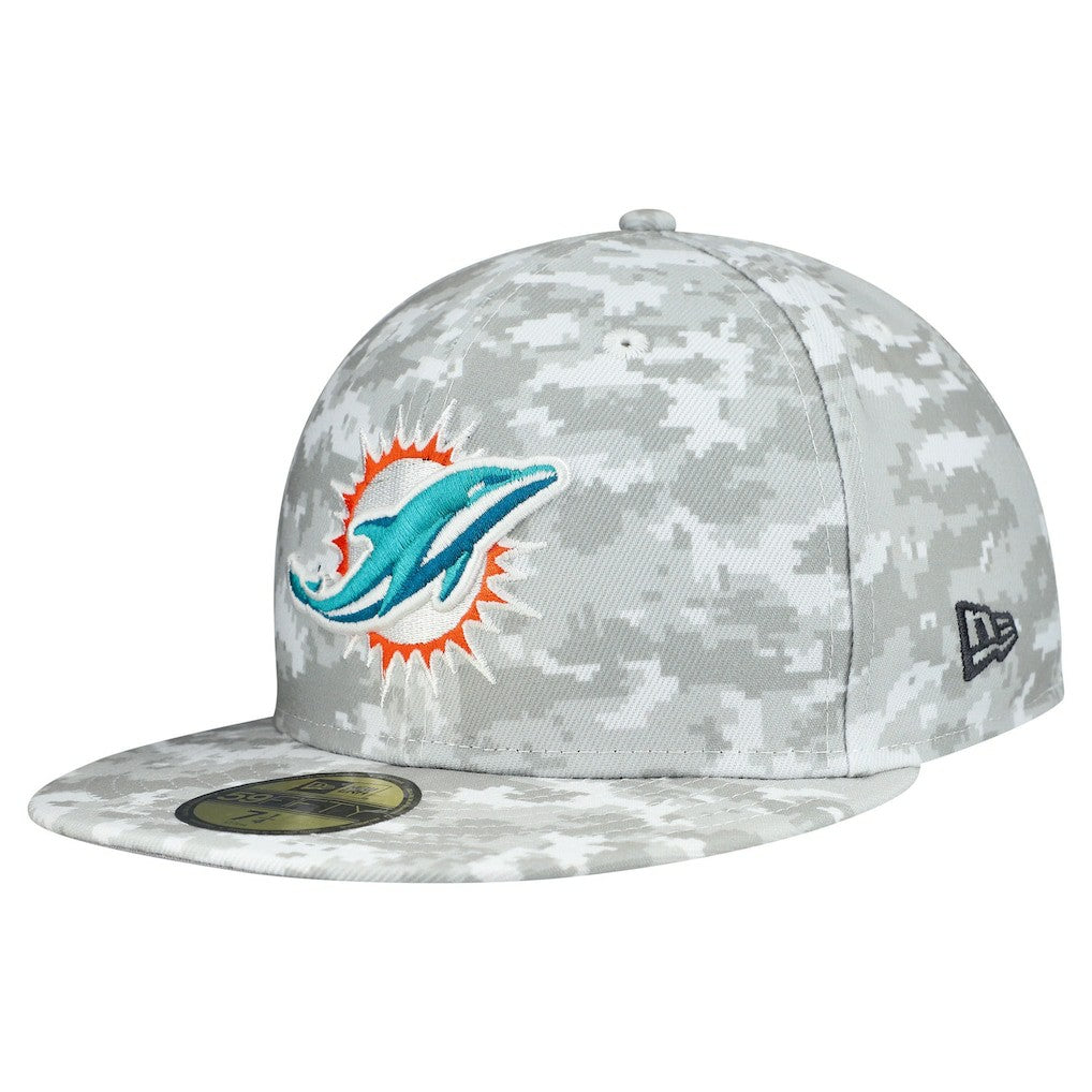 Miami Dolphins New Era 2025 Salute to Service Fan Pack 59FIFTY Fitted Hat - White Hats