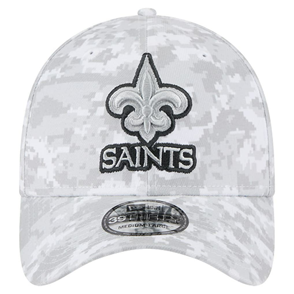 New Orleans Saints New Era 2025 Salute to Service Digital Camo Fan Pack 39THIRTY Flex Hat - White Hats