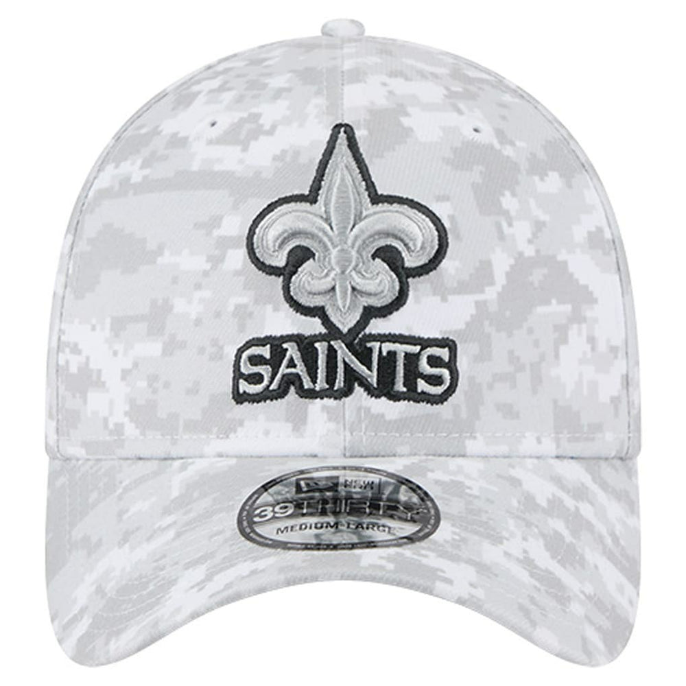 New Orleans Saints New Era 2025 Salute to Service Digital Camo Fan Pack 39THIRTY Flex Hat - White Hats