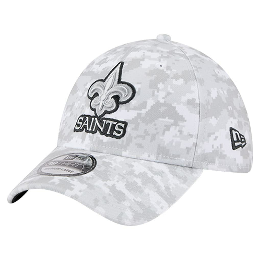 New Orleans Saints New Era 2025 Salute to Service Digital Camo Fan Pack 39THIRTY Flex Hat - White Hats