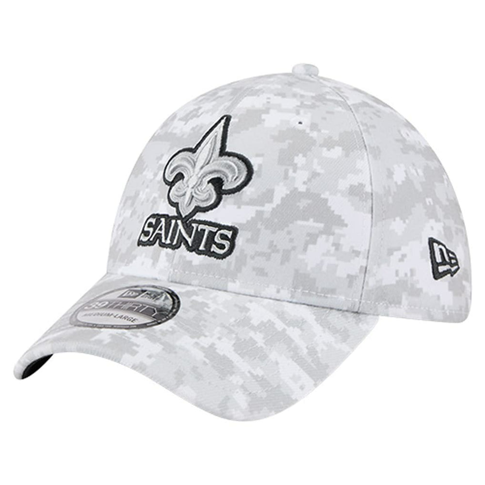 New Orleans Saints New Era 2025 Salute to Service Digital Camo Fan Pack 39THIRTY Flex Hat - White Hats