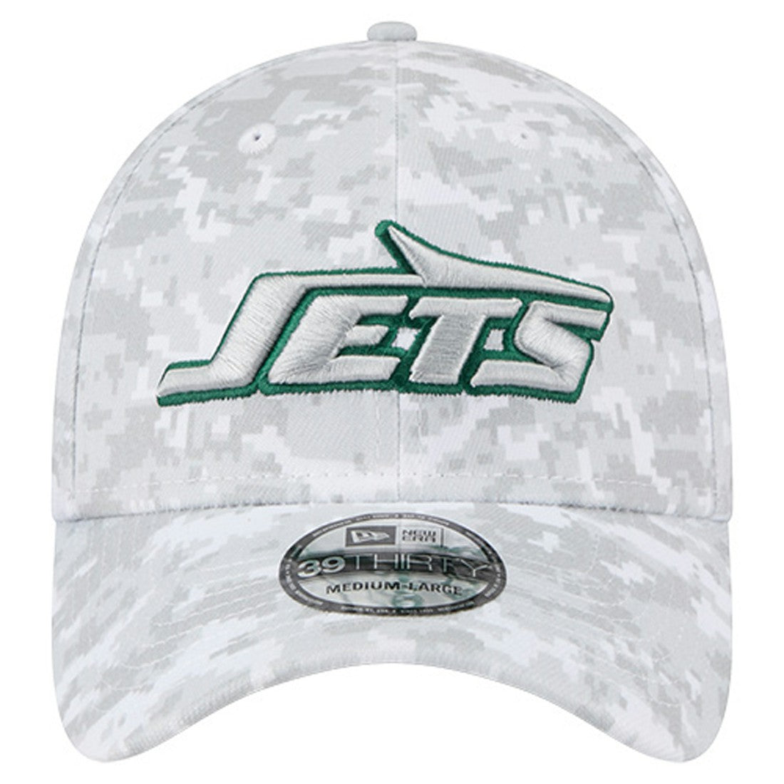 New York Jets New Era 2025 Salute to Service Digital Camo Fan Pack 39THIRTY Flex Hat - White Hats