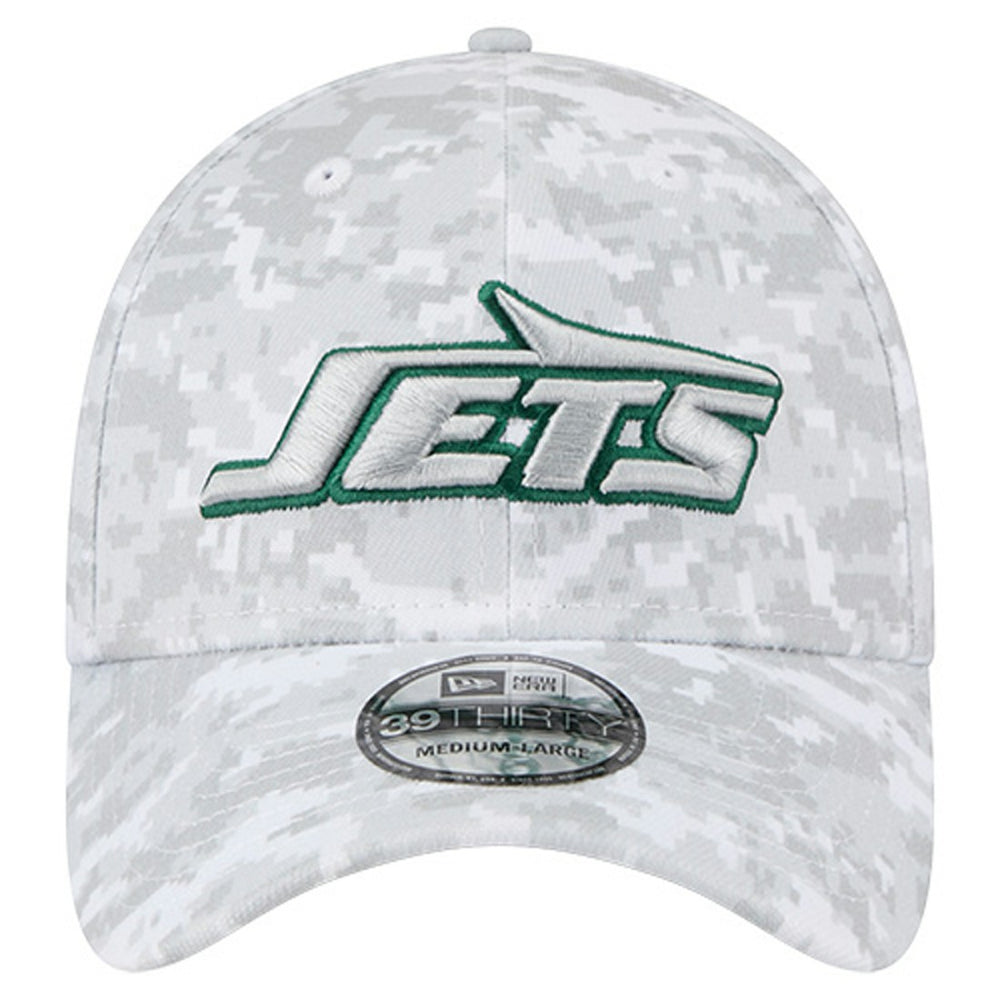 New York Jets New Era 2025 Salute to Service Digital Camo Fan Pack 39THIRTY Flex Hat - White Hats