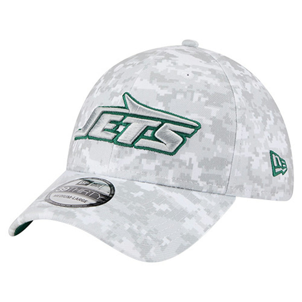 New York Jets New Era 2025 Salute to Service Digital Camo Fan Pack 39THIRTY Flex Hat - White Hats