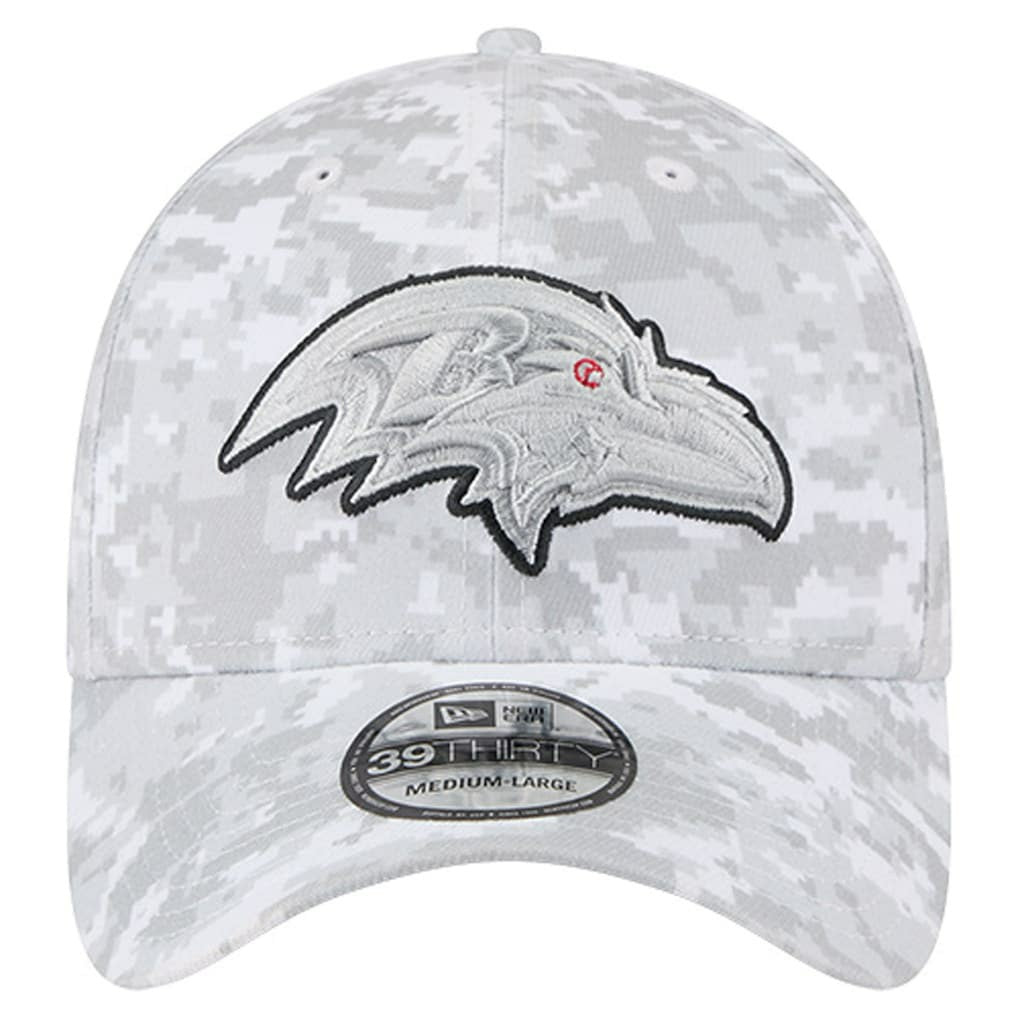 Baltimore Ravens New Era 2025 Salute to Service Digital Camo Fan Pack 39THIRTY Flex Hat - White Hats