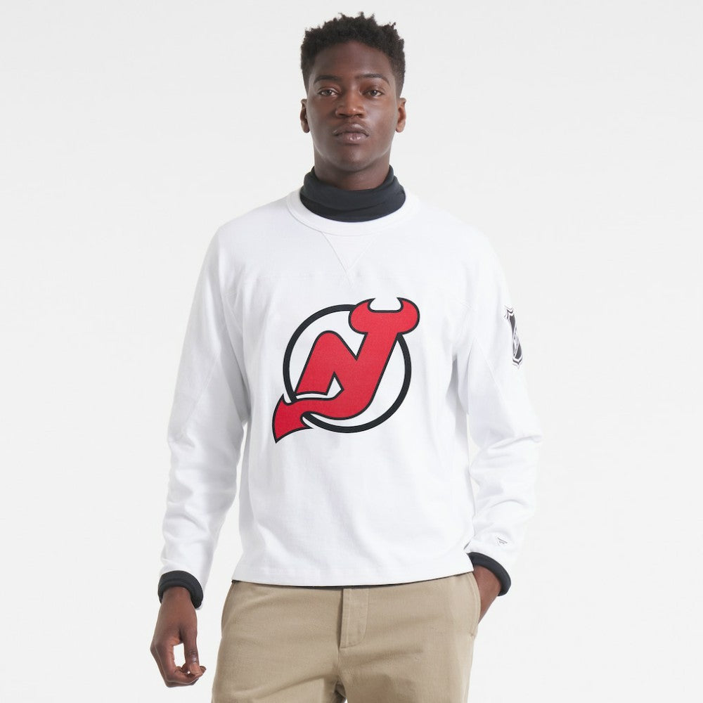 New Jersey Devils Todd Snyder Heavyweight Long Sleeve Jersey Style T-Shirt - White | US 203019086