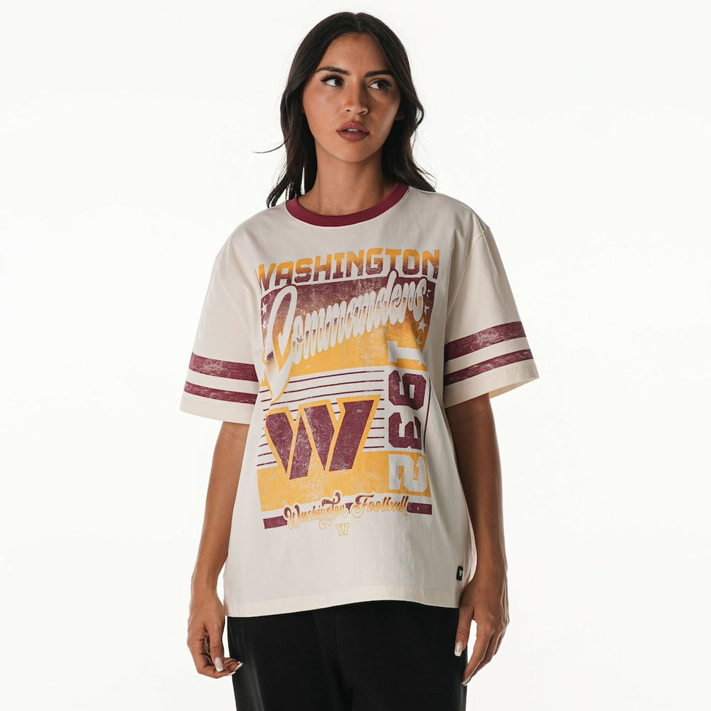 Washington Commanders The Wild Collective Women's Vintage Drop Shoulder Oversized Boyfriend T-Shirt - Cream T-shirts