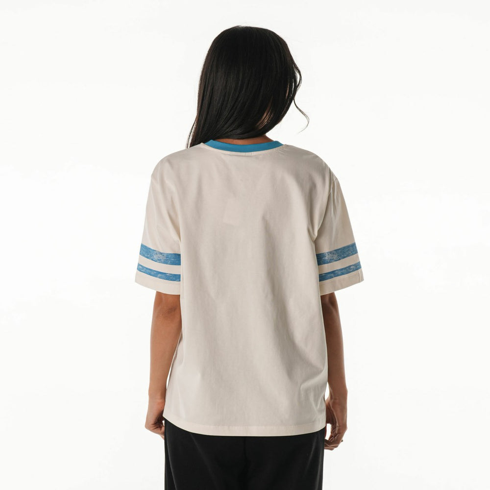 Detroit Lions The Wild Collective Women's Vintage Drop Shoulder Oversized Boyfriend T-Shirt - Cream T-shirts