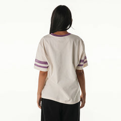 Minnesota Vikings The Wild Collective Women's Vintage Drop Shoulder Oversized Boyfriend T-Shirt - Cream T-shirts