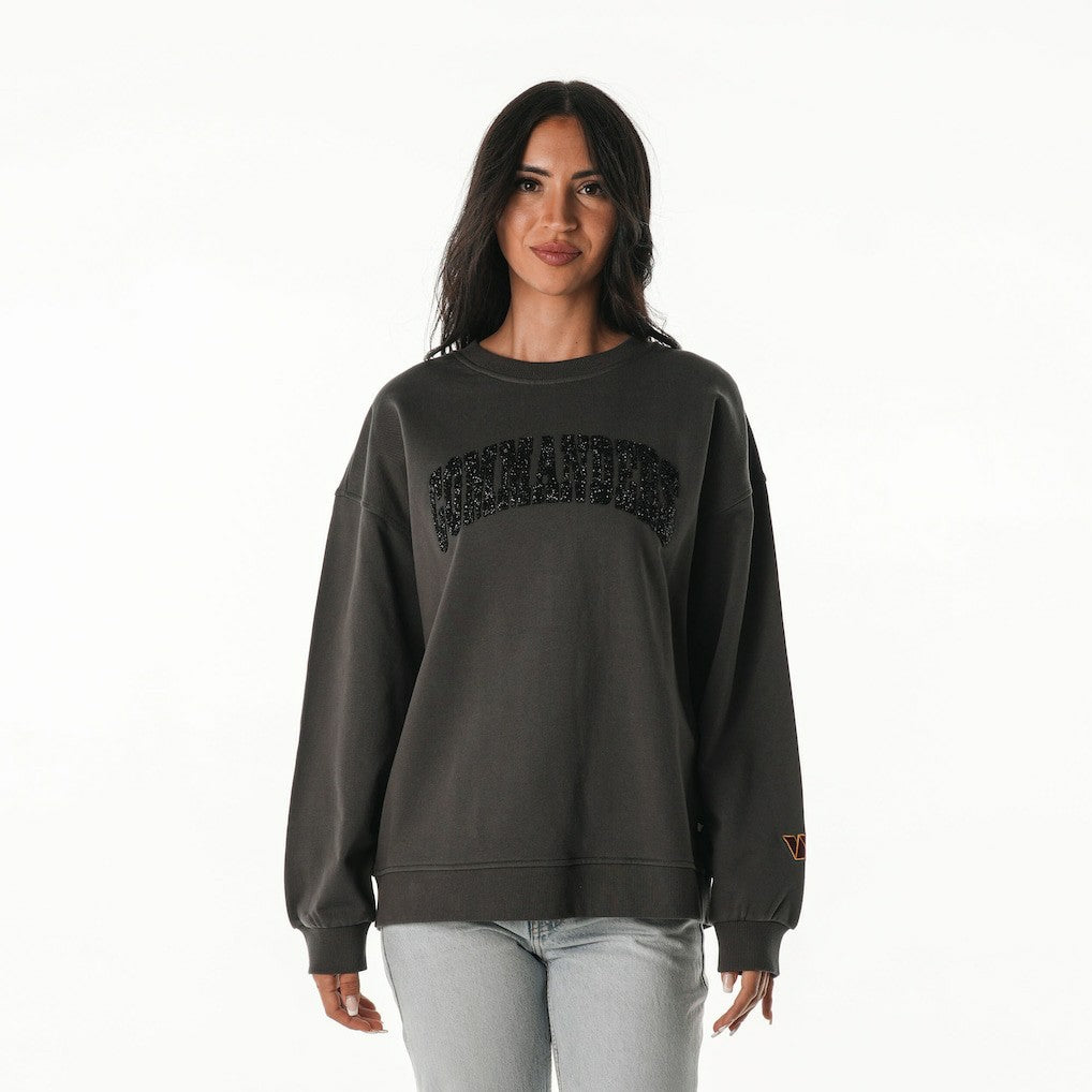 Washington Commanders The Wild Collective Women's Rock Crystal Oversized Crewneck Sweatshirt - Charcoal Sweatshirts