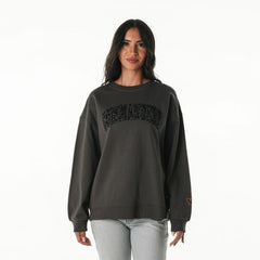 Washington Commanders The Wild Collective Women's Rock Crystal Oversized Crewneck Sweatshirt - Charcoal Sweatshirts
