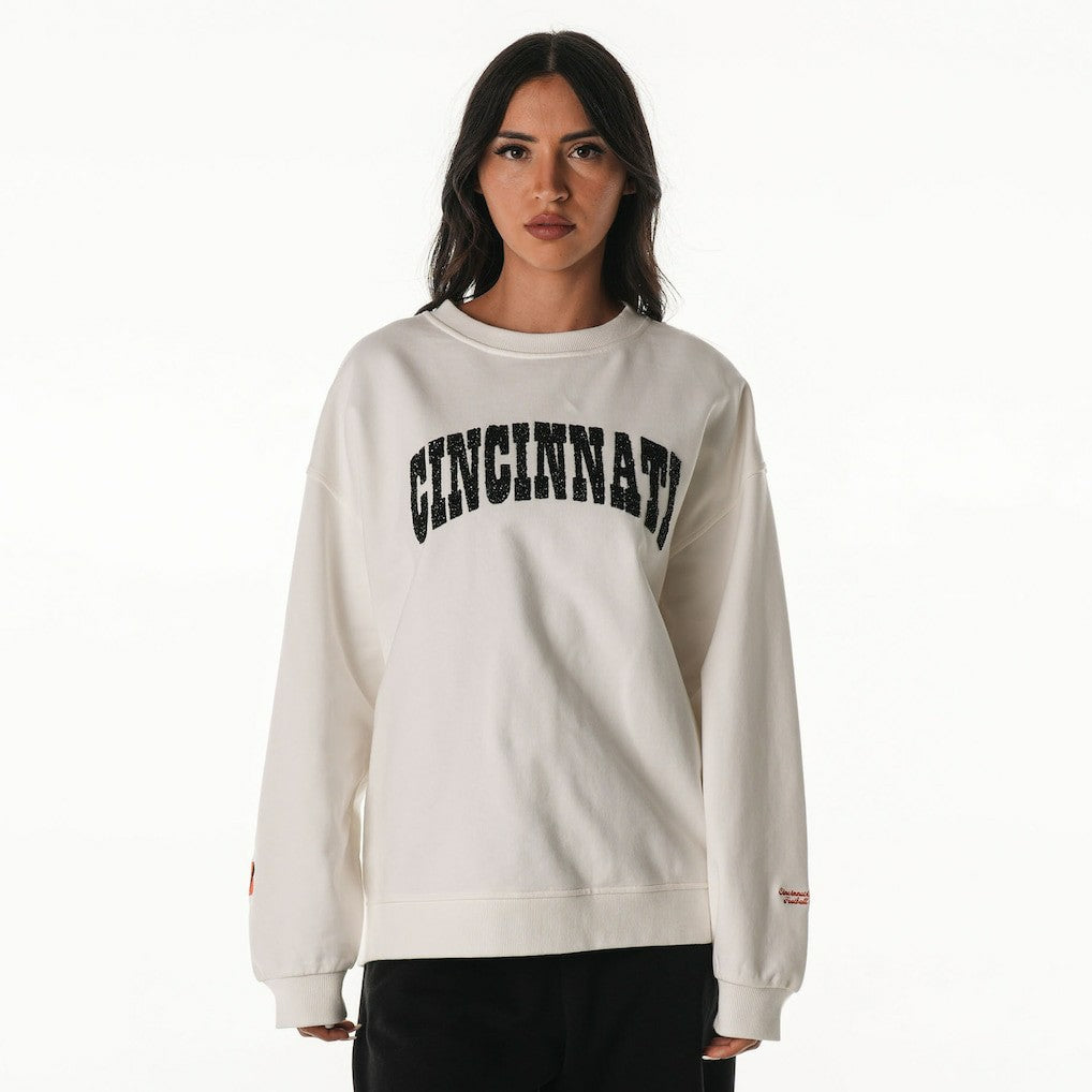 Cincinnati Bengals The Wild Collective Women's Rock Crystal Oversized Crewneck Sweatshirt - White Sweatshirts