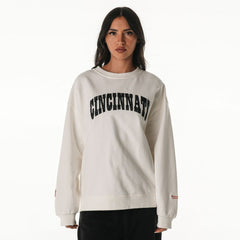 Cincinnati Bengals The Wild Collective Women's Rock Crystal Oversized Crewneck Sweatshirt - White Sweatshirts