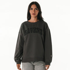Baltimore Ravens The Wild Collective Women's Rock Crystal Oversized Crewneck Sweatshirt - Charcoal Sweatshirts