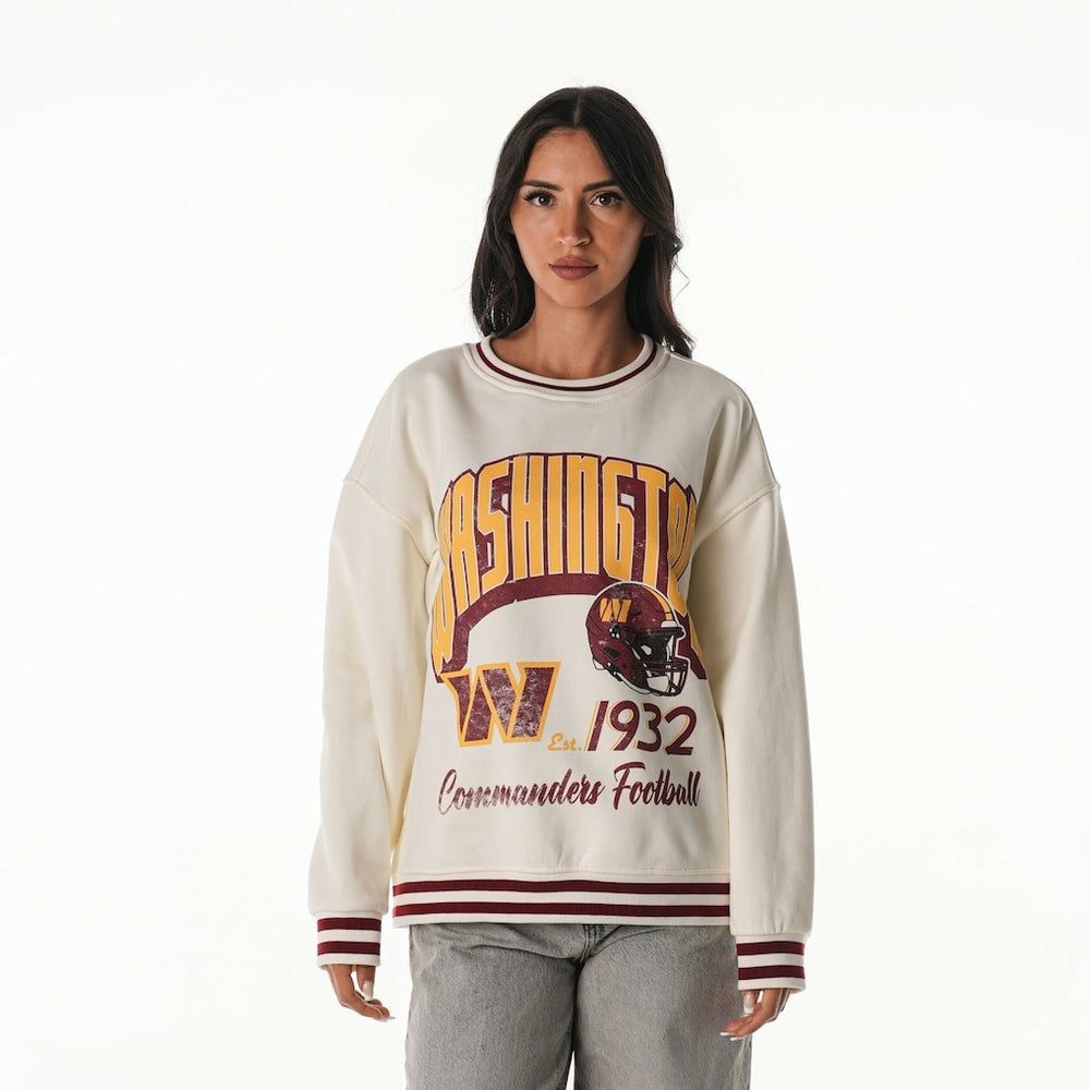 Washington Commanders The Wild Collective Women's Oversized Vintage French Terry Sweatshirt - Cream Sweatshirts