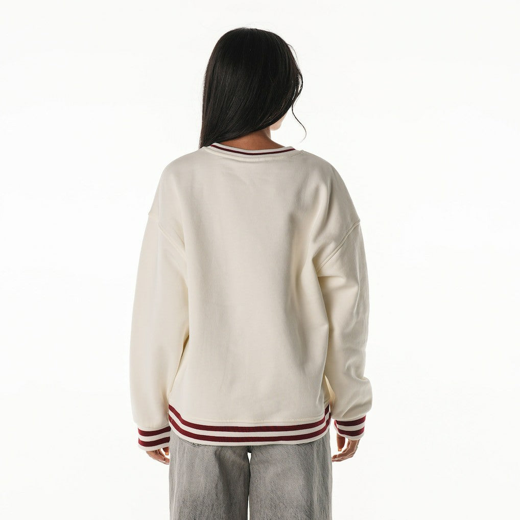 Washington Commanders The Wild Collective Women's Oversized Vintage French Terry Sweatshirt - Cream Sweatshirts