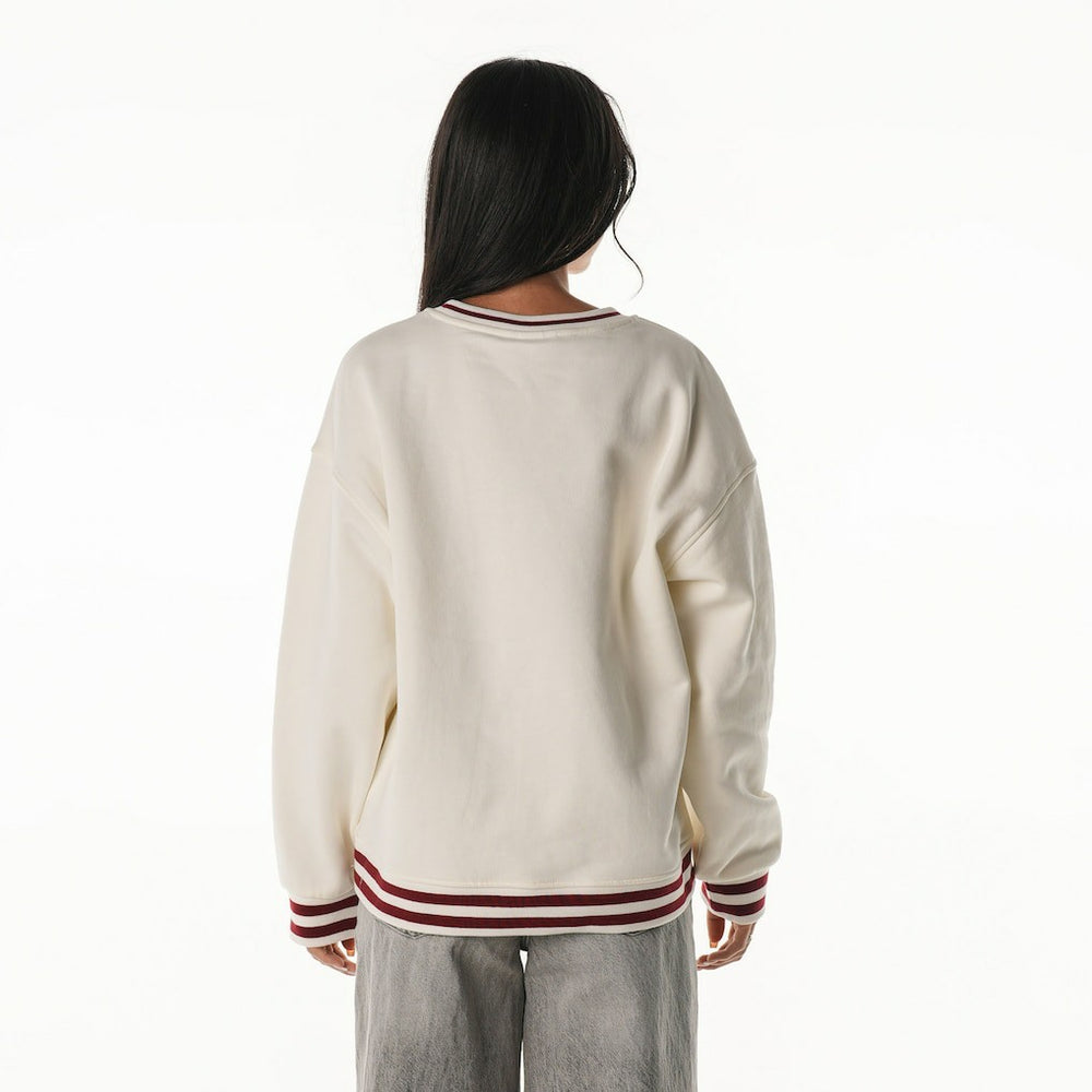 Washington Commanders The Wild Collective Women's Oversized Vintage French Terry Sweatshirt - Cream Sweatshirts