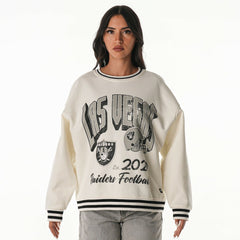 Las Vegas Raiders The Wild Collective Women's Oversized Vintage French Terry Sweatshirt - Cream Sweatshirts