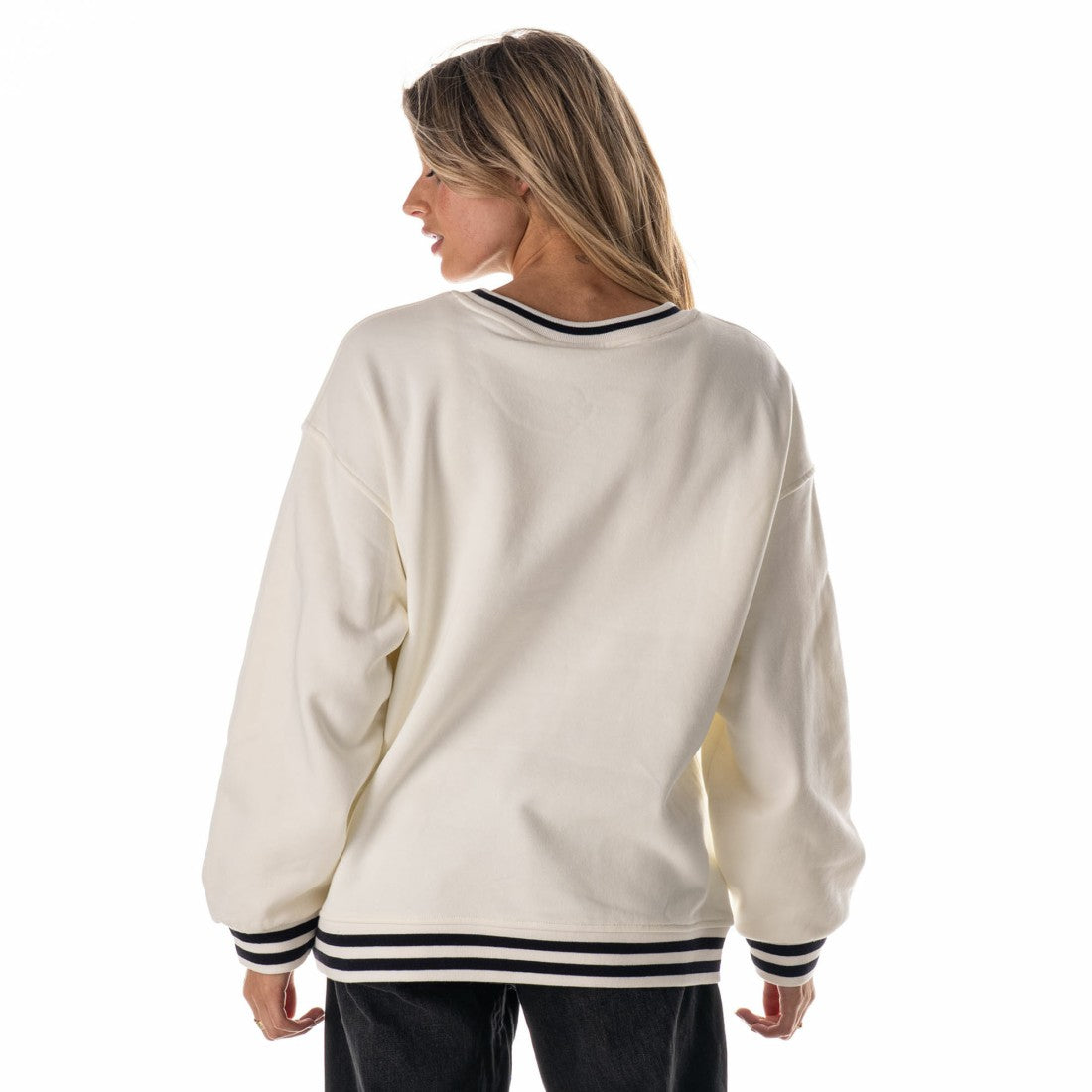 Houston Texans The Wild Collective Women's Oversized Vintage French Terry Sweatshirt - Cream Sweatshirts