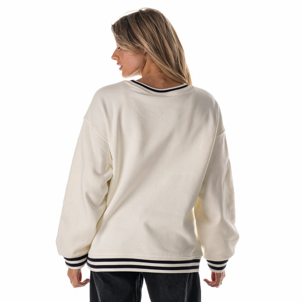 Houston Texans The Wild Collective Women's Oversized Vintage French Terry Sweatshirt - Cream Sweatshirts