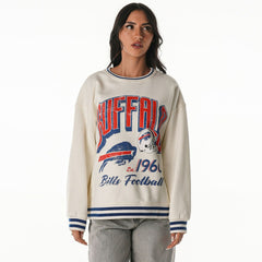 Buffalo Bills The Wild Collective Women's Oversized Vintage French Terry Sweatshirt - Cream Sweatshirts