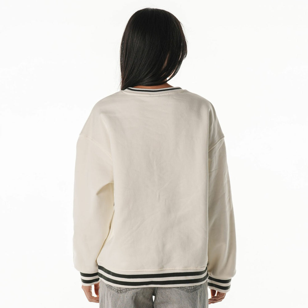 Green Bay Packers The Wild Collective Women's Oversized Vintage French Terry Sweatshirt - Cream Sweatshirts
