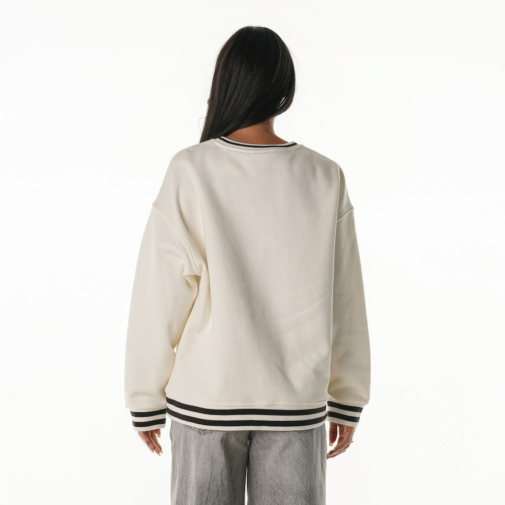 Cleveland Browns The Wild Collective Women's Oversized Vintage French Terry Sweatshirt - Cream Sweatshirts