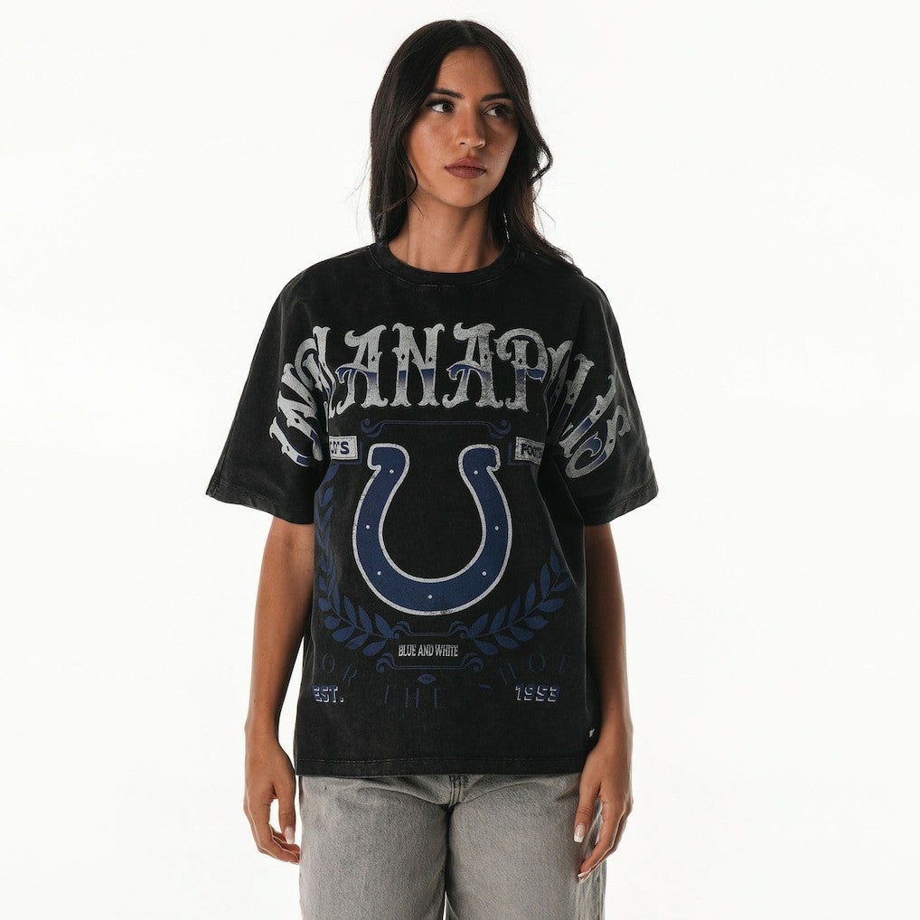 Indianapolis Colts The Wild Collective Women's Laurel Premium Baggy Dolman T-Shirt - Black T-shirts
