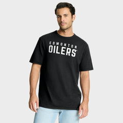 Edmonton Oilers Fanatics Play Distressed Wordmark Stadium Slub T-Shirt - Black | US 203024353