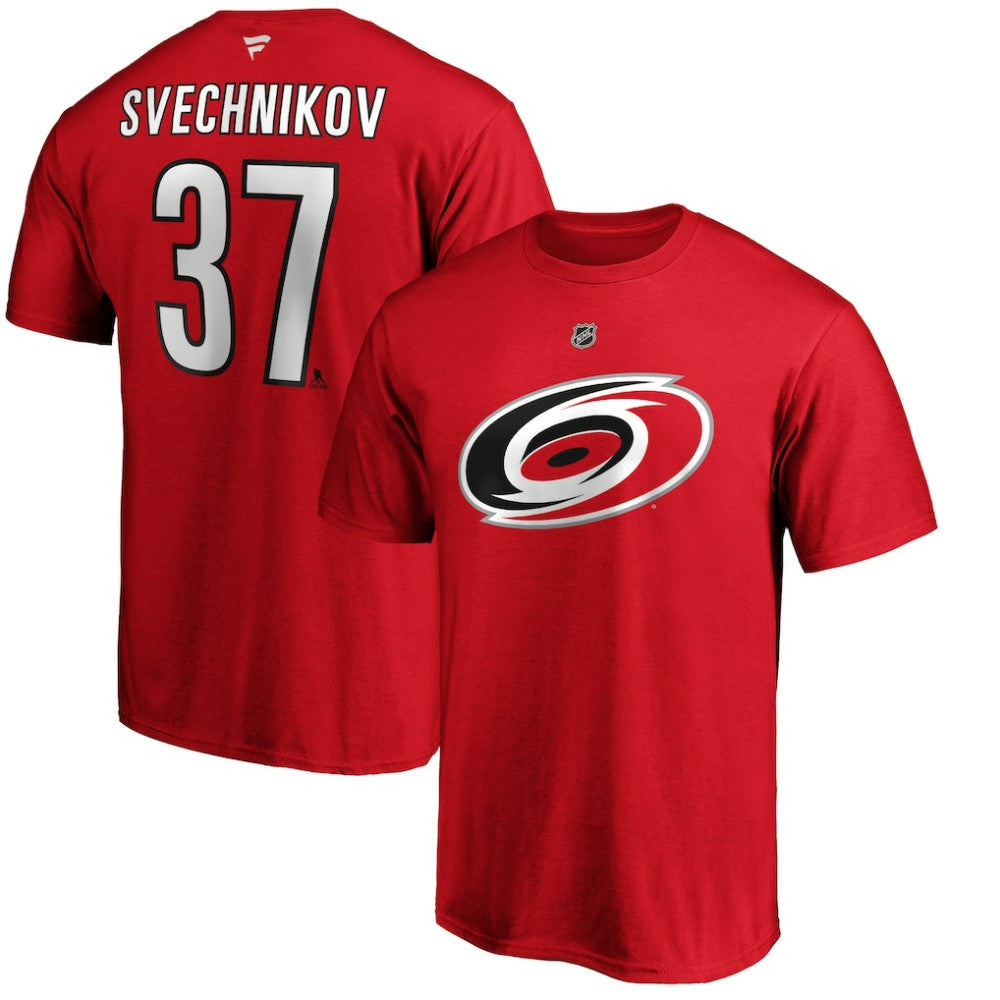 Andrei Svechnikov Carolina Hurricanes Fanatics Authentic Stack Name & Number T-Shirt - Red | US 203035129