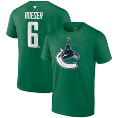 Brock Boeser Vancouver Canucks Fanatics Authentic Stack Name & Number T-Shirt - Green | US 203035132