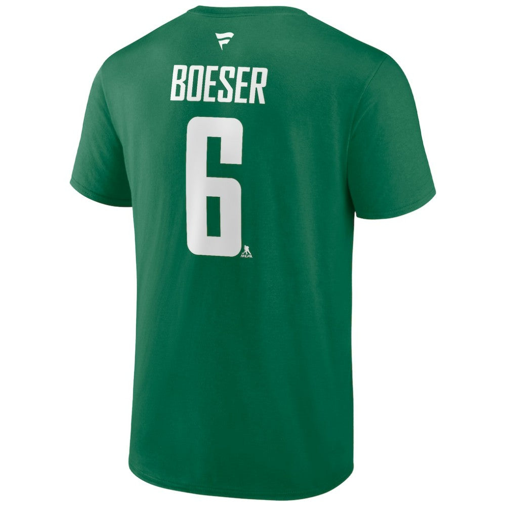 Brock Boeser Vancouver Canucks Fanatics Authentic Stack Name & Number T-Shirt - Green | US 203035132