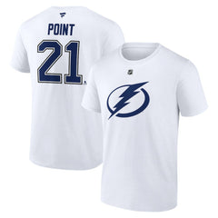 Brayden Point Tampa Bay Lightning Fanatics Authentic Stack Name & Number T-Shirt - White | US 203035136