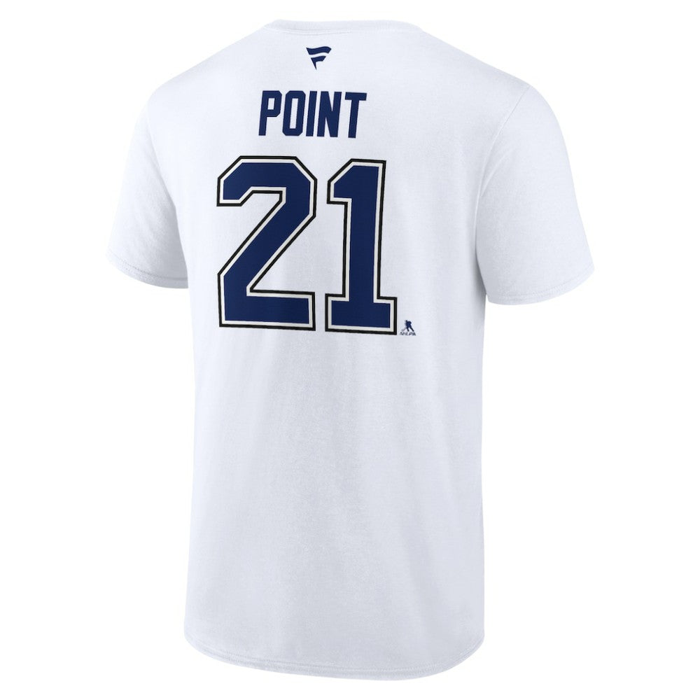 Brayden Point Tampa Bay Lightning Fanatics Authentic Stack Name & Number T-Shirt - White | US 203035136