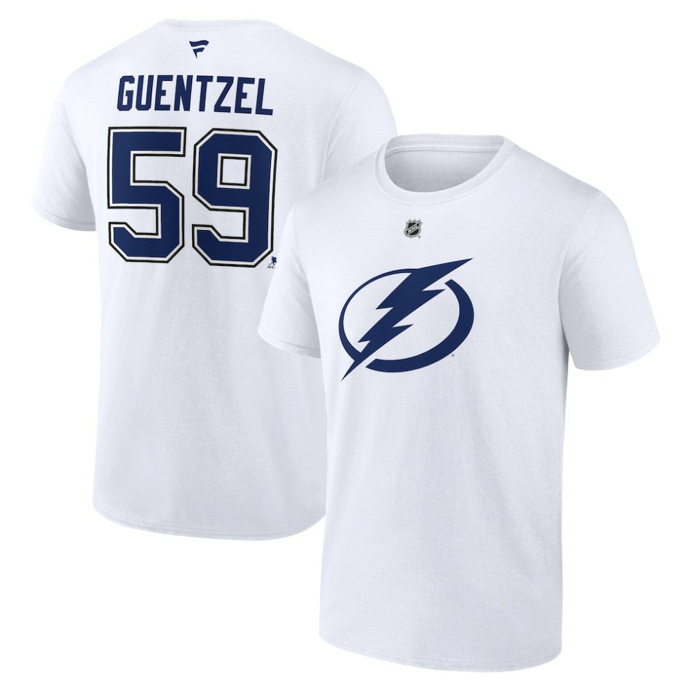 Jake Guentzel Tampa Bay Lightning Fanatics Authentic Stack Name & Number T-Shirt - White | US 203035137