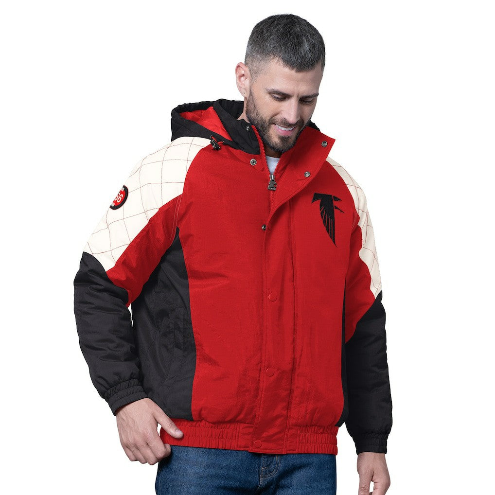 Atlanta Falcons Starter Oxford Crinkle Full-Snap Hoodie Jacket - Red Hoodies