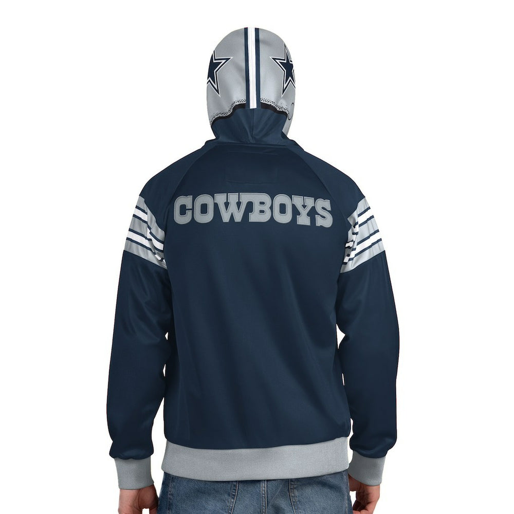 Dallas Cowboys Pro Player Helmet Full-Zip Hooded Track Jacket - Navy/Gray Jackets