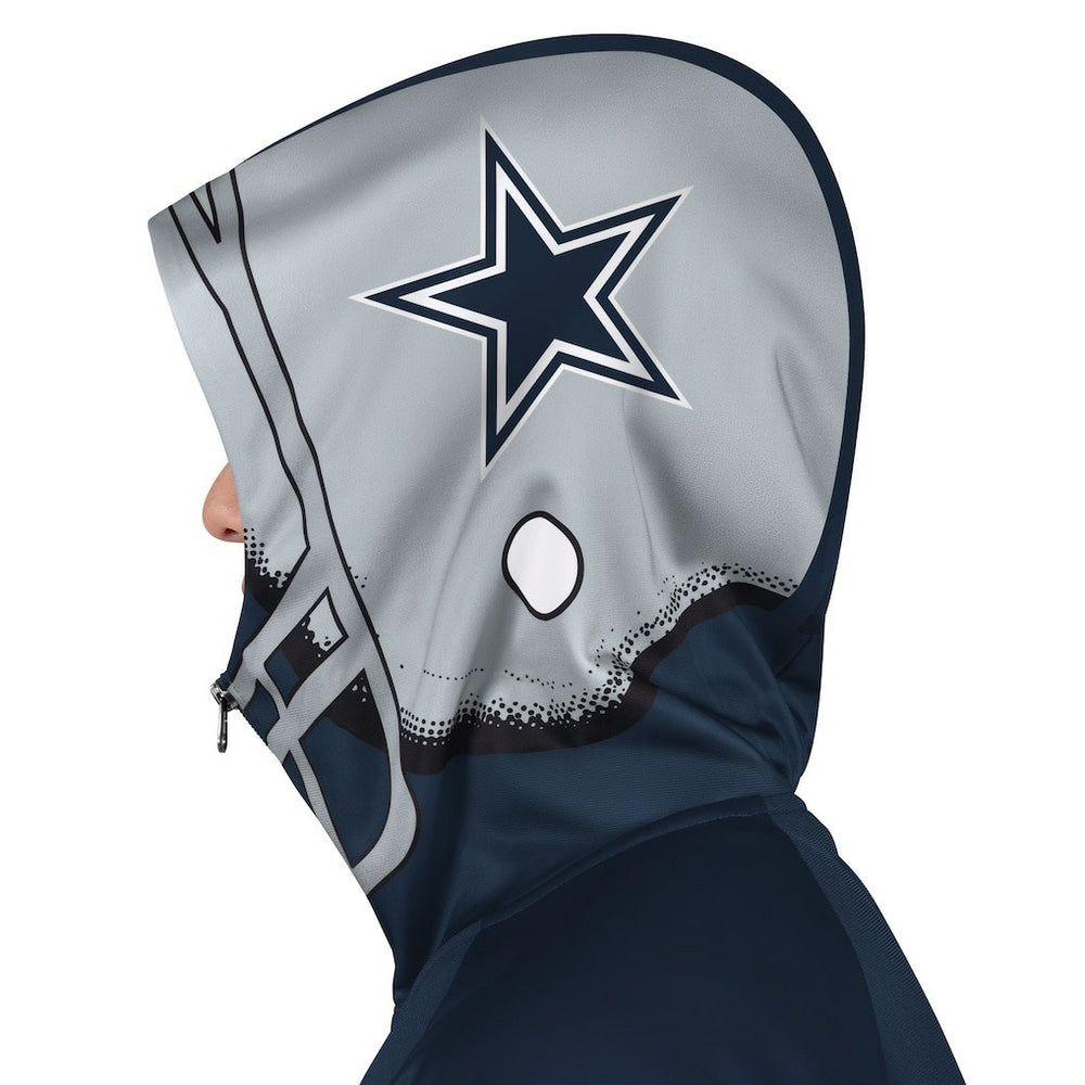 Dallas Cowboys Pro Player Helmet Full-Zip Hooded Track Jacket - Navy/Gray Jackets