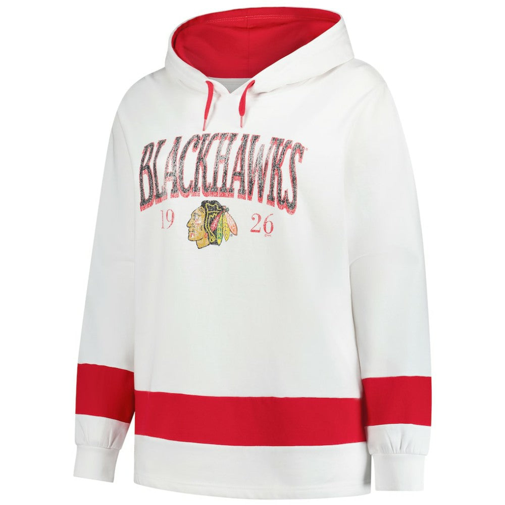 Chicago Blackhawks Profile Women's Plus Size Hoodie - White | US 203042788
