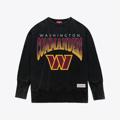 Washington Commanders Women's Delineate Mineral Wash Crewneck Sweatshirt - Black Sweatshirts