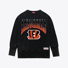 Cincinnati Bengals Women's Delineate Mineral Wash Crewneck Sweatshirt - Black Sweatshirts