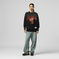 Cleveland Browns Women's Delineate Mineral Wash Crewneck Sweatshirt - Black Sweatshirts