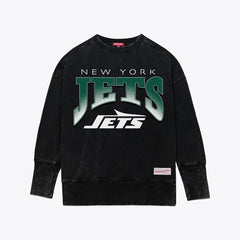 New York Jets Women's Delineate Mineral Wash Crewneck Sweatshirt - Black Sweatshirts